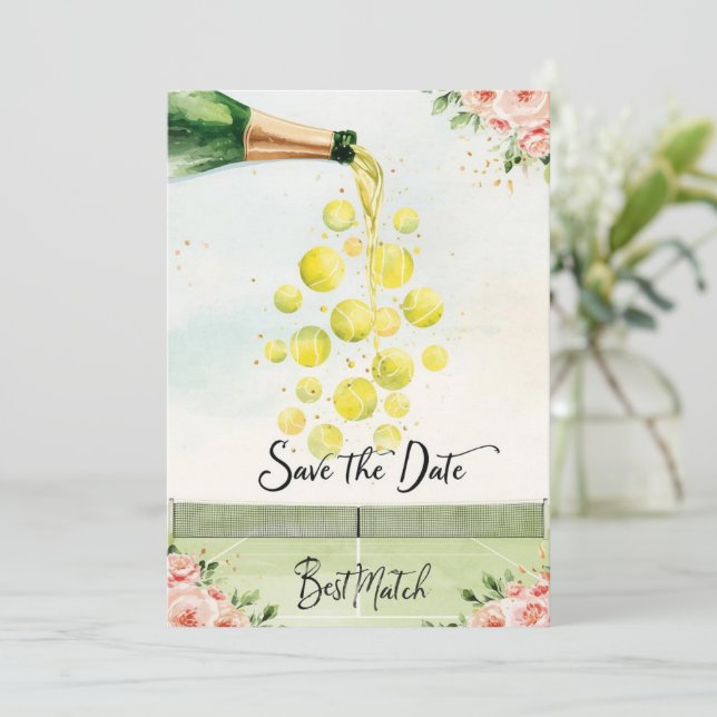Tennis Save the date Tennis Player wedding Invitation (Standing Front)