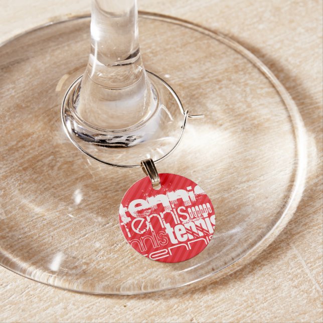 Tennis; Scarlet Red Stripes Wine Glass Charm (In Situ)