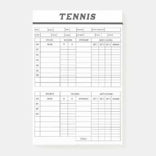 Tennis Score Sheets _Scoring Pad Post_it Notes