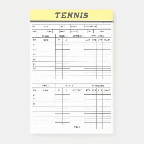 Tennis Score Sheets _Scoring Pad Post_it Notes