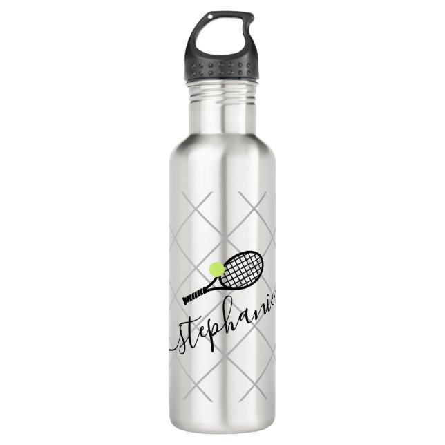 Tennis Script Name Customized Stainless Steel Water Bottle (Front)