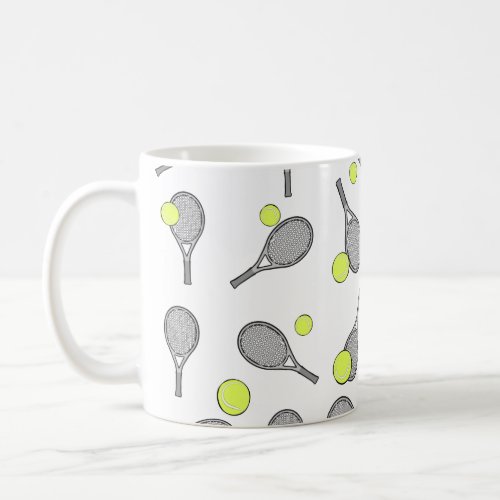 Tennis Seamless Pattern _ Racket and Ball  Coffee Mug