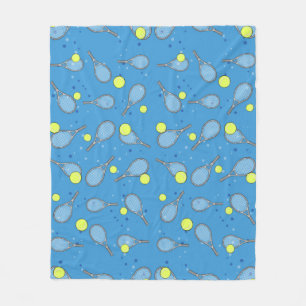 Tennis Seamless Pattern - Racket and Ball Fleece Blanket