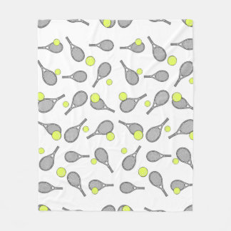 Tennis Seamless Pattern - Racket and Ball Fleece Blanket