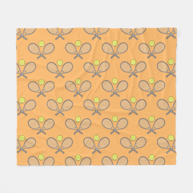 Tennis Seamless Pattern - Racket and Ball   Fleece Blanket (Front (Horizontal))