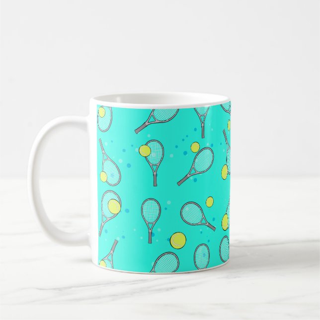 Tennis Seamless Pattern - Racket & Ball  Coffee Mug (Left)
