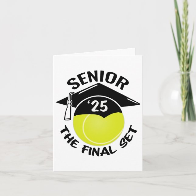 Tennis Senior 2025 The Final Set Graduation Cap  Card (Front)