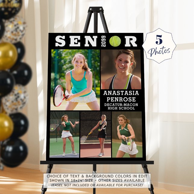 Tennis Senior Graduation 5 Photo Collage Foam Board (Creator Uploaded)
