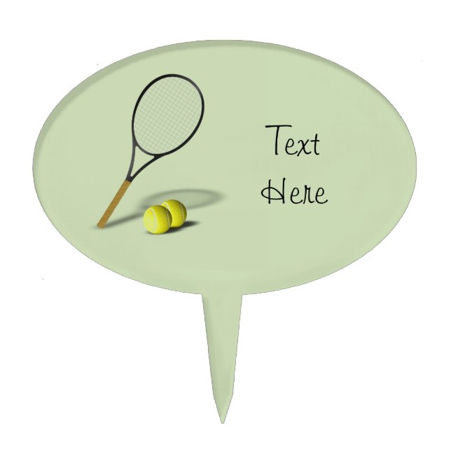 Tennis Set Sport Cake Topper with Black Tex (Front)