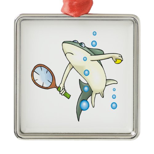 Tennis Shark Metal Ornament