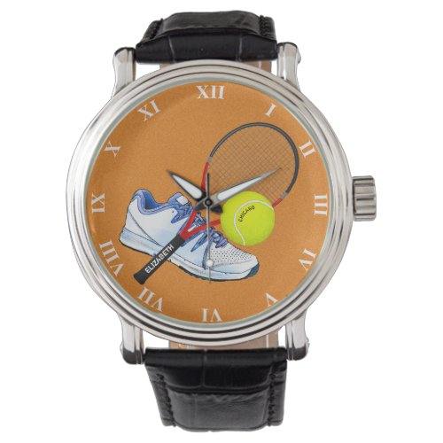 Tennis Shoe Ball And Racket With Your Custom Text Watch