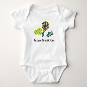 Tennis shoe racket ball for Future Tennis Star Baby Bodysuit