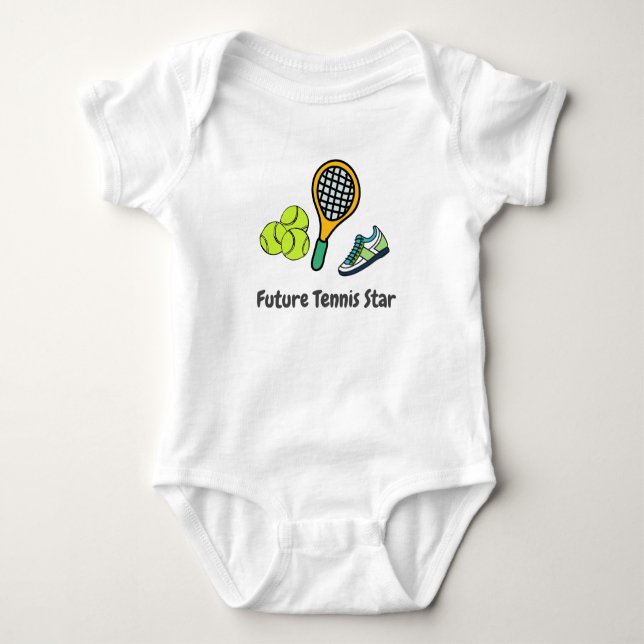 Tennis shoe racket ball for Future Tennis Star  Baby Bodysuit (Front)