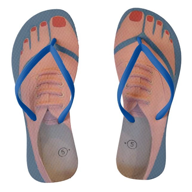 Tennis Shoe, Red Toes Flip Flops (Footbed)