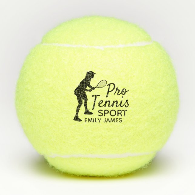 Tennis Silhouette, Pro Tennis Sport, Personalized Balls (Front)