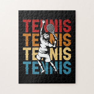 Tennis Silhouette Retro Colors Vintage Player Jigsaw Puzzle
