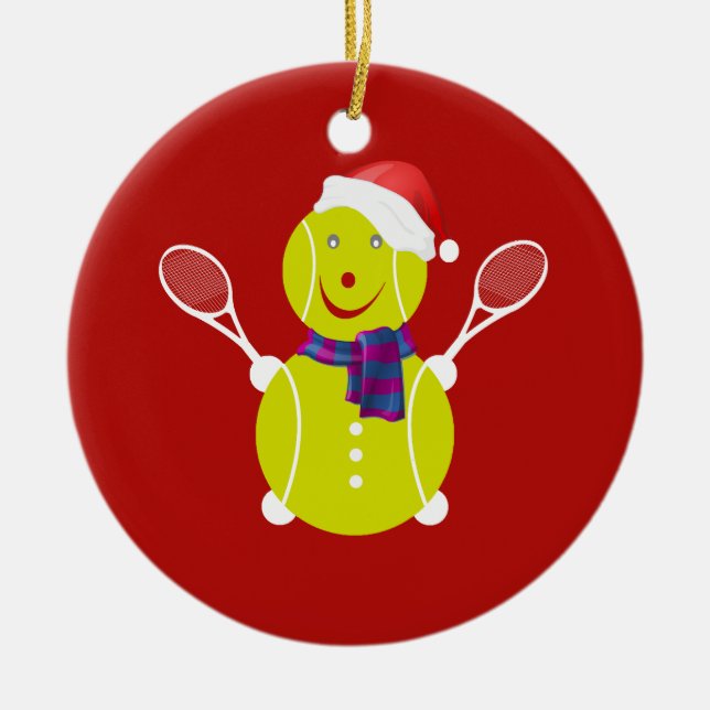 Tennis snowman ceramic ornament (Front)