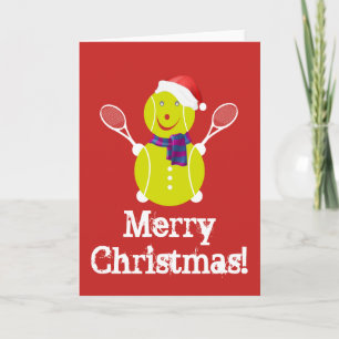 Tennis snowman holiday card