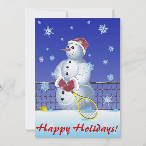 Tennis Snowman Holidays party Invitation