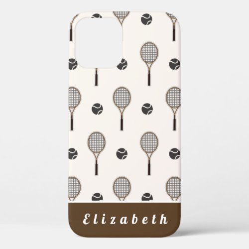 Tennis Soft Pink  Brown Custom Name Girly Sports  iPhone 12 Case