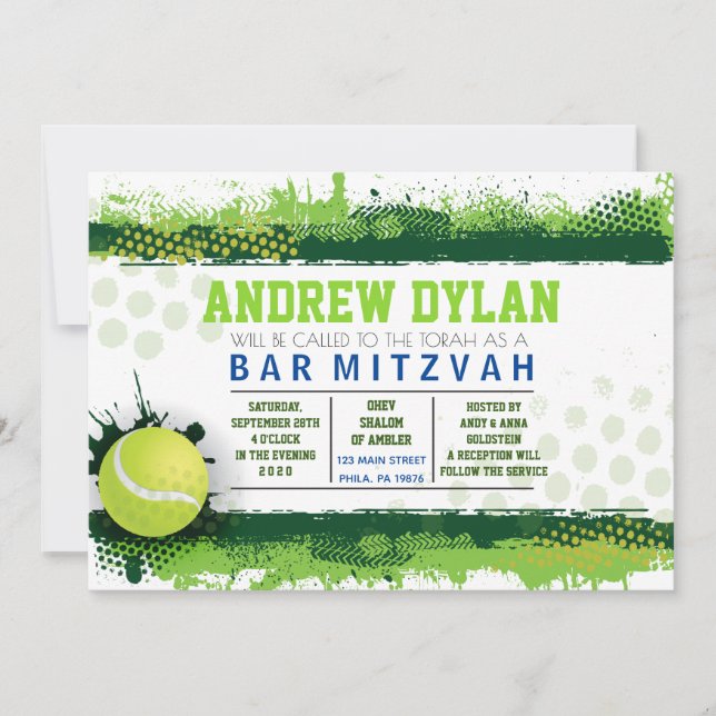 TENNIS SPLASH Bar Mitzvah Invitation (Front)