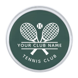Tennis Sport Club Name Team Logo Green Custom Silver Finish Lapel Pin