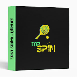 Tennis Sport Pop Art, Green & Yellow Racket & Ball 3 Ring Binder