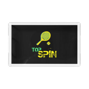 Tennis Sport Pop Art, Green & Yellow Racket & Ball Acrylic Tray