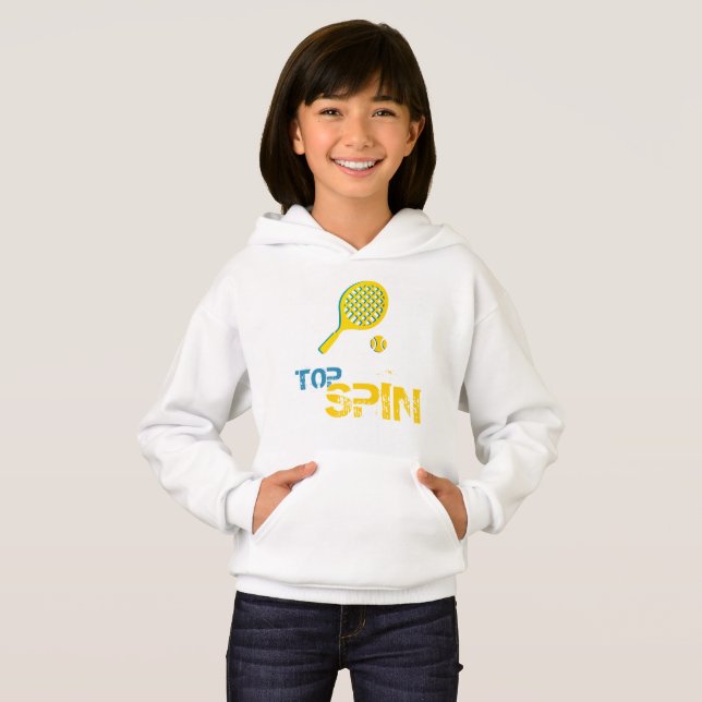 Tennis Sport Pop Art, Green & Yellow Racket & Ball Hoodie (Front Full)