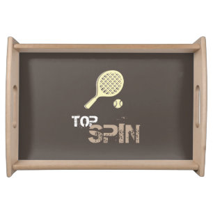 Tennis Sport Pop Art, Yellow Brown Racket & Ball Serving Tray