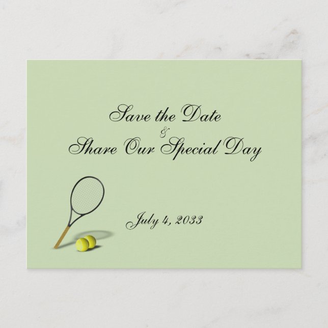 Tennis Sport Save the Date Postcard (Front)
