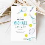 Tennis Sport Theme Birthday Invitation<br><div class="desc">Serve up excitement with our tennis-themed kids' birthday invitation,  adorned with cute baby blue and green rackets and tennis balls. This playful and vibrant invite sets the perfect scene for a fun-filled tennis party,  sure to delight your little sports enthusiast.</div>