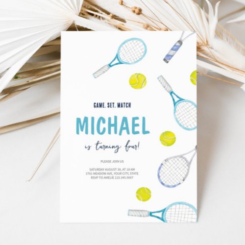 Tennis Sport Theme Birthday Invitation 