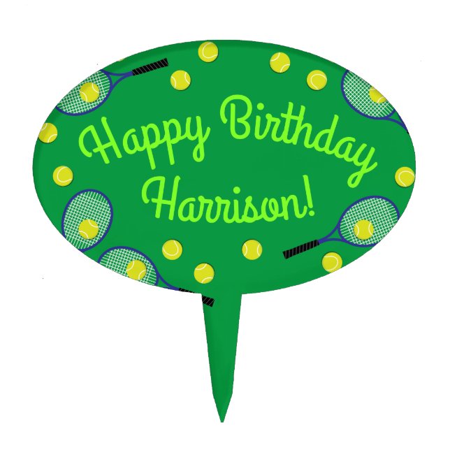 Tennis Sports Birthday Party Cake Topper (Front)