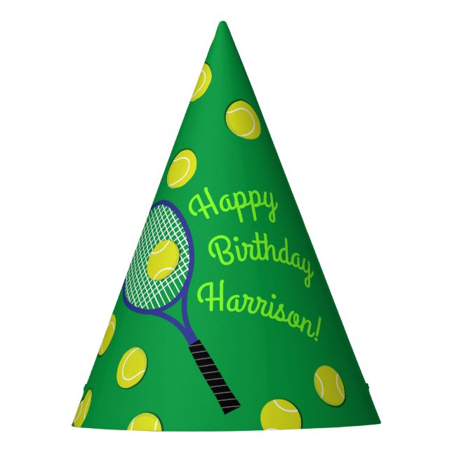 Tennis Sports Birthday Party Hat (Front)