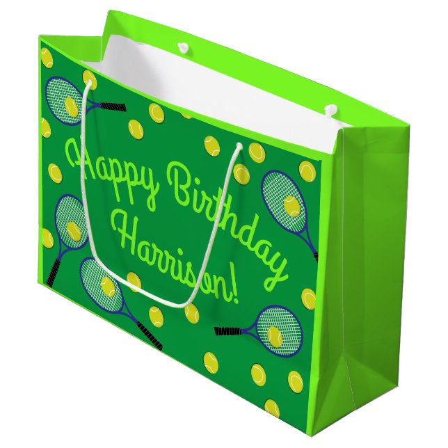 Tennis Sports Birthday Party Large Gift Bag (Front Angled)