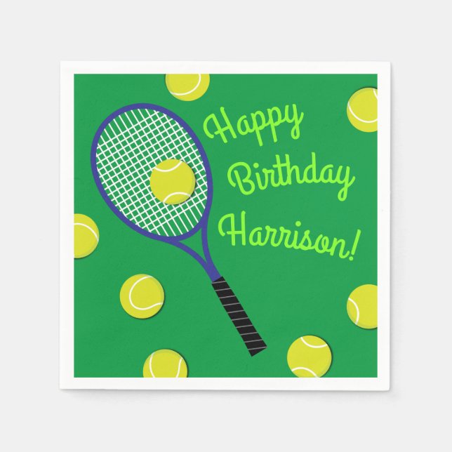 Tennis Sports Birthday Party Napkins (Front)