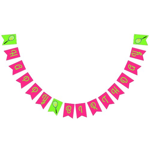 Tennis Sports Birthday Party Pink Bunting Flags