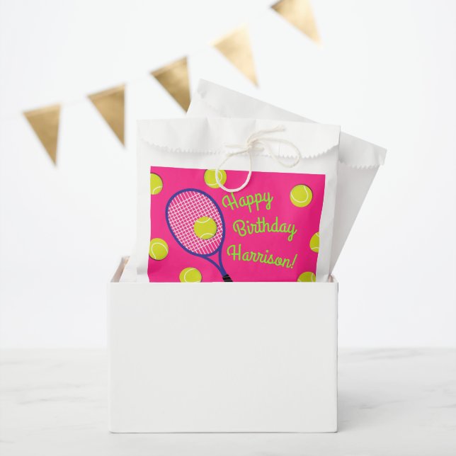 Tennis Sports Birthday Party Pink Favor Bag (Party)