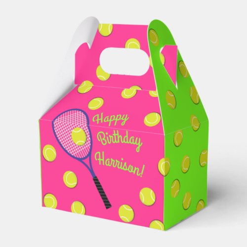 Tennis Sports Birthday Party Pink Favor Boxes