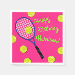 Tennis Sports Birthday Party Pink Napkins