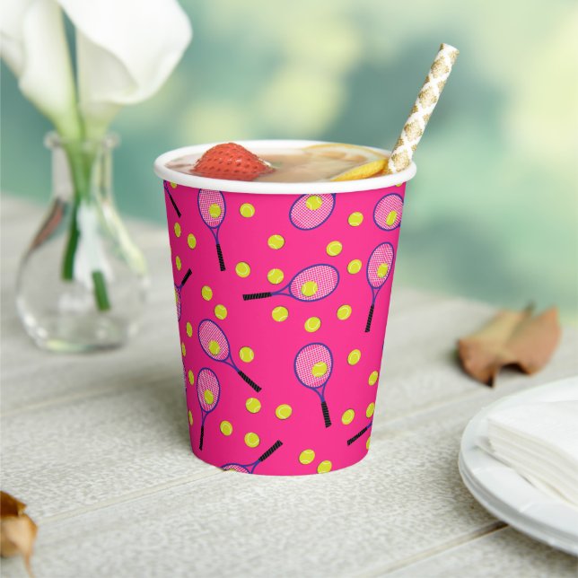Tennis Sports Birthday Party Pink Paper Cups (Insitu)