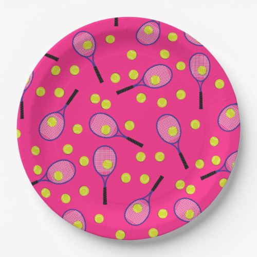 Tennis Sports Birthday Party Pink Paper Plates