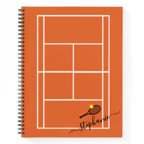 Tennis Sports Clay Court Personalized Elegant Notebook