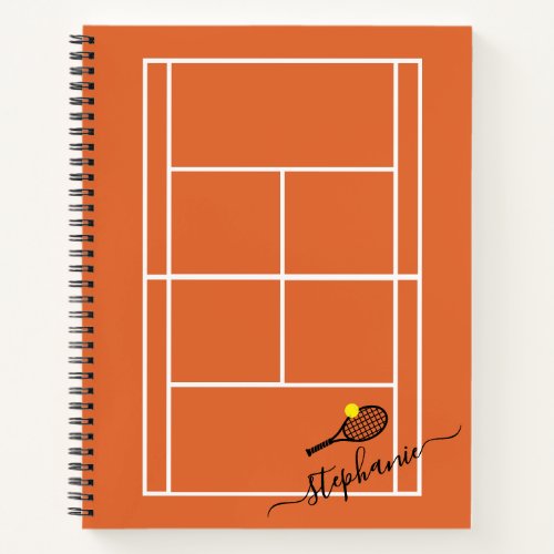 Tennis Sports Clay Court Personalized Elegant Notebook