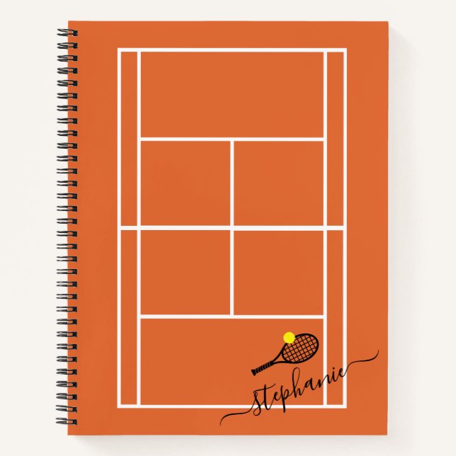 Tennis Sports Clay Court Personalized Elegant Notebook (Front)