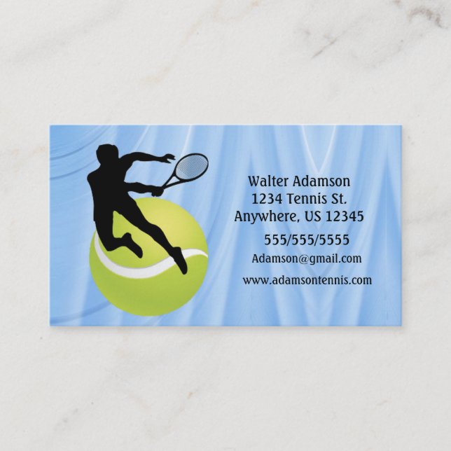 Tennis Sports Emphasis player2 ball Personalize Business Card (Front)