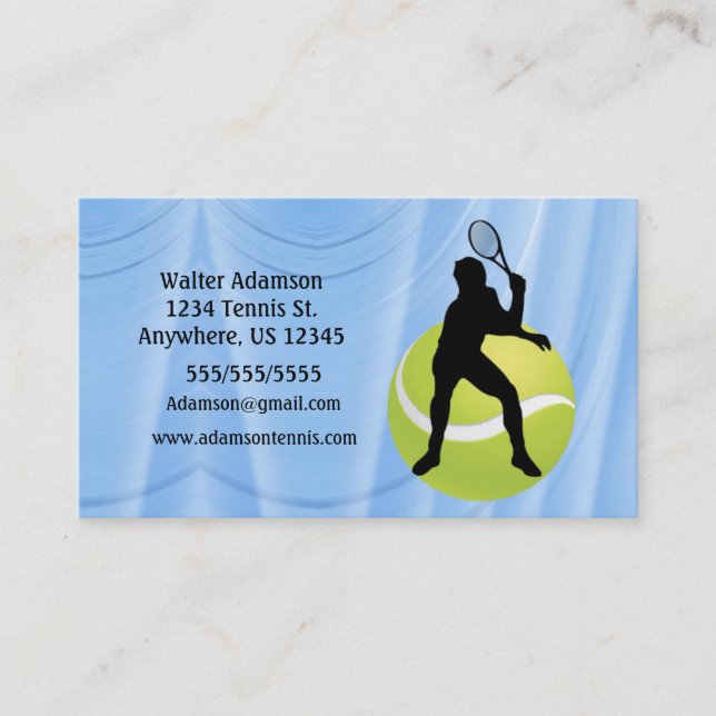 Tennis Sports Emphasis player ball Personalize Business Card (Front)