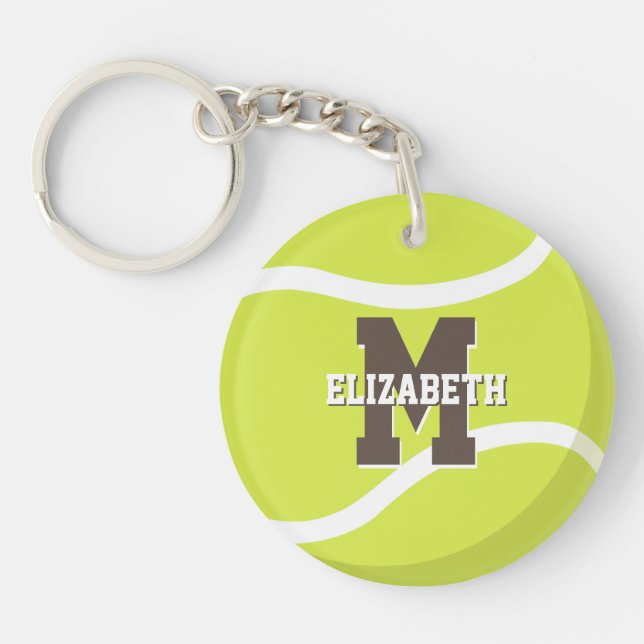 tennis sports gifts girls boys personalized keychain (Front)