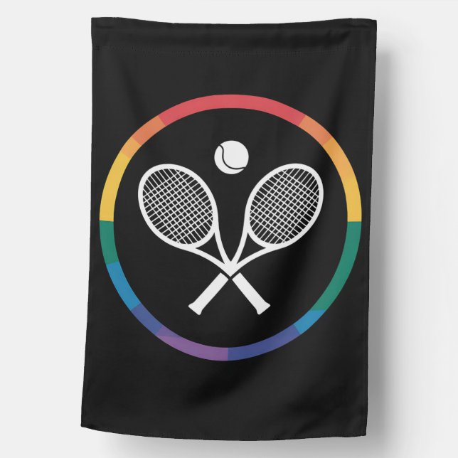 Tennis Sports Rainbow LGBTQ Gay Pride Ally House Flag (Front)